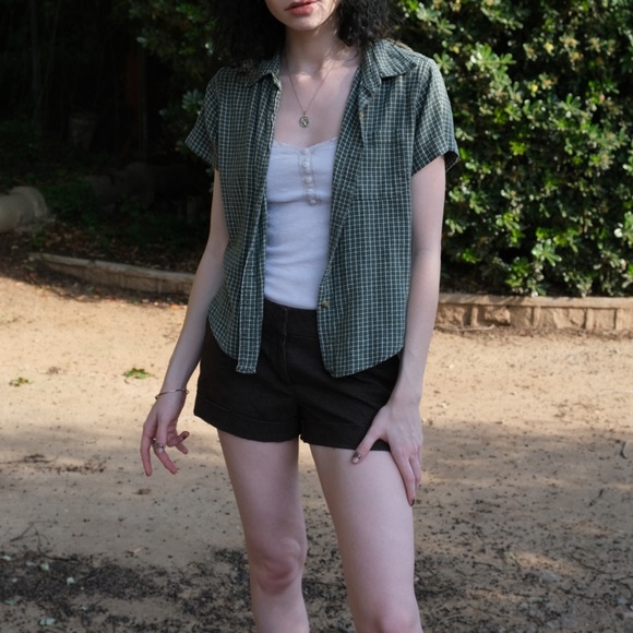 Green plaid button up shirt - Picture 3 of 4